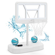Pool Basketball Hoop Set with 2 Balls and Pump for Water Games-White-Sporting Goods-DECOROLALA
