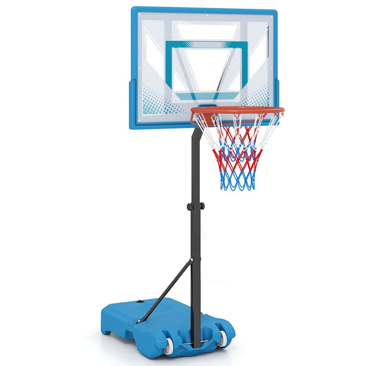 Pool Basketball Hoop with 3-Level Adjustable Height and Weighted Base-Sporting Goods-DECOROLALA