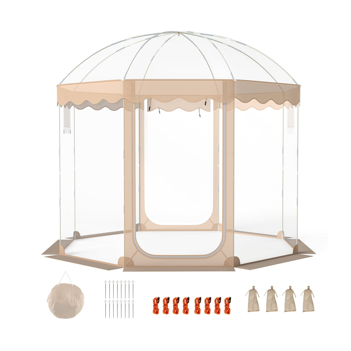 Pop Up Bubble Tent 10x10 FT for 8-10 People Weatherproof Pod with 540° Panoramic Clear PVC-Tents-DECOROLALA