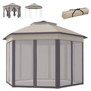 Pop Up Canopy 13' Hexagon - Coffee Beige-DECOROLALA