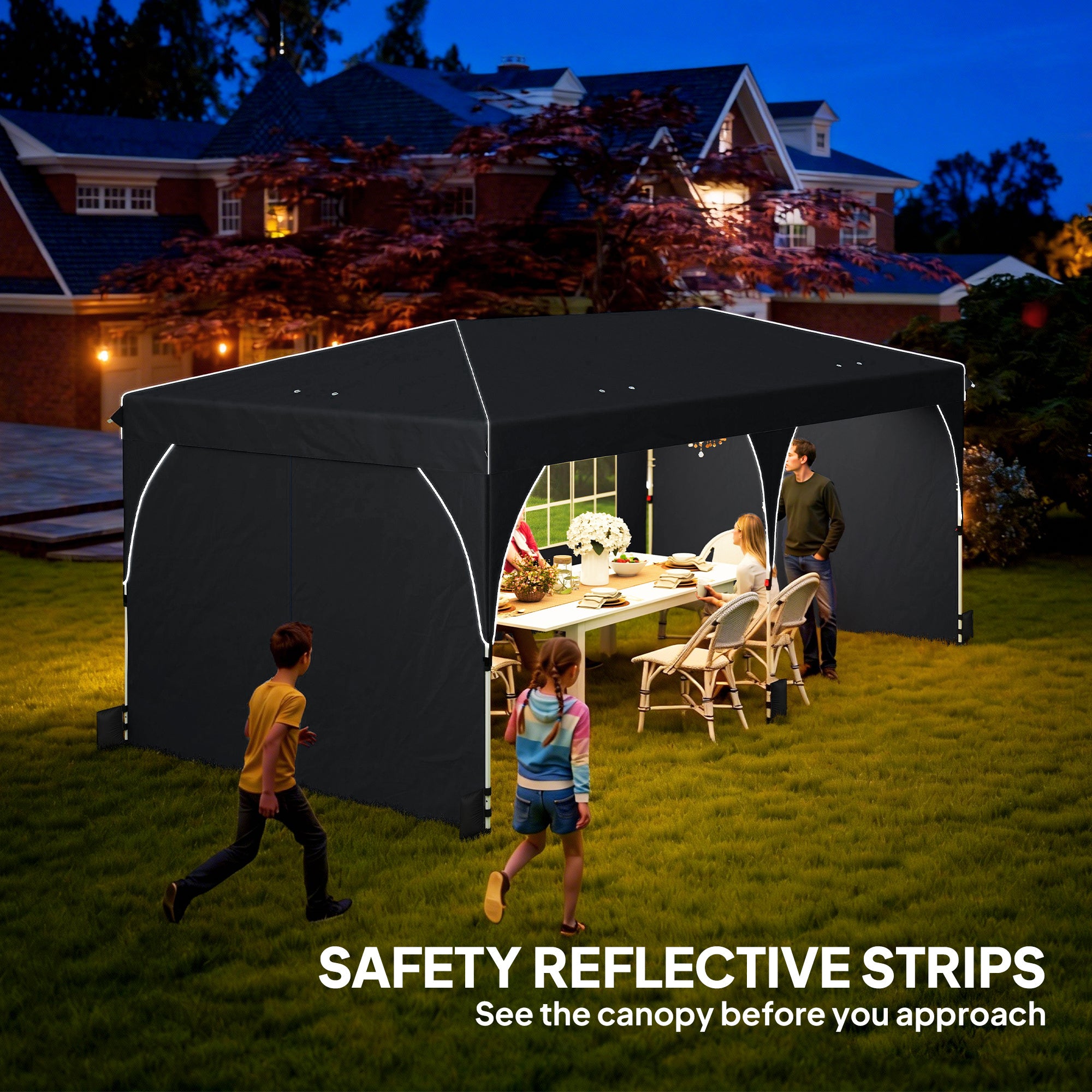 Pop Up Canopy Tent 10x20 ft UPF50+ Black-DECOROLALA