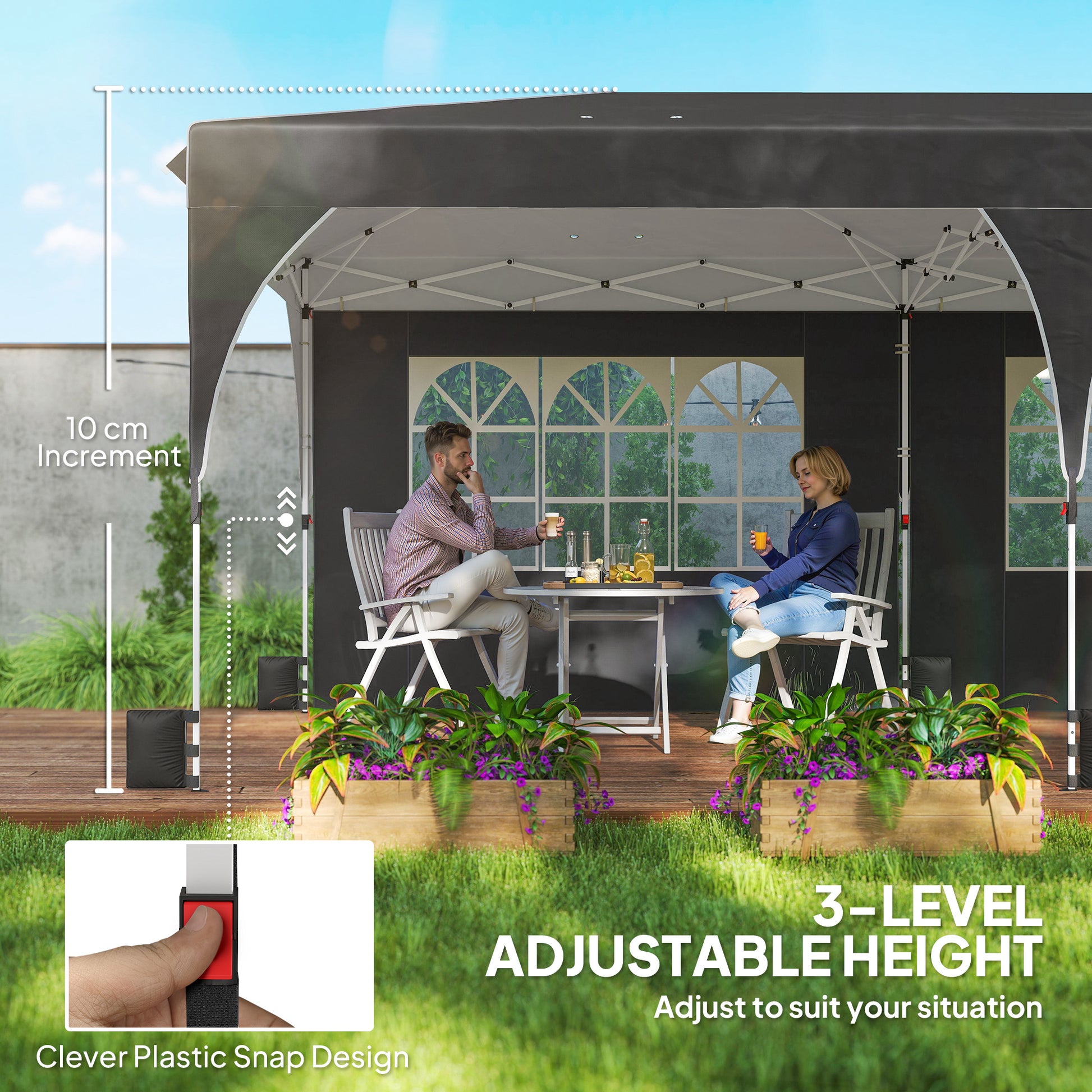 Pop Up Canopy Tent 10x20 ft UPF50+ Black-DECOROLALA