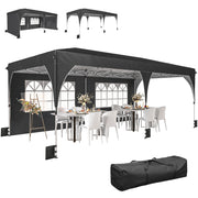 Pop Up Canopy Tent 10x20 ft UPF50+ Black-DECOROLALA