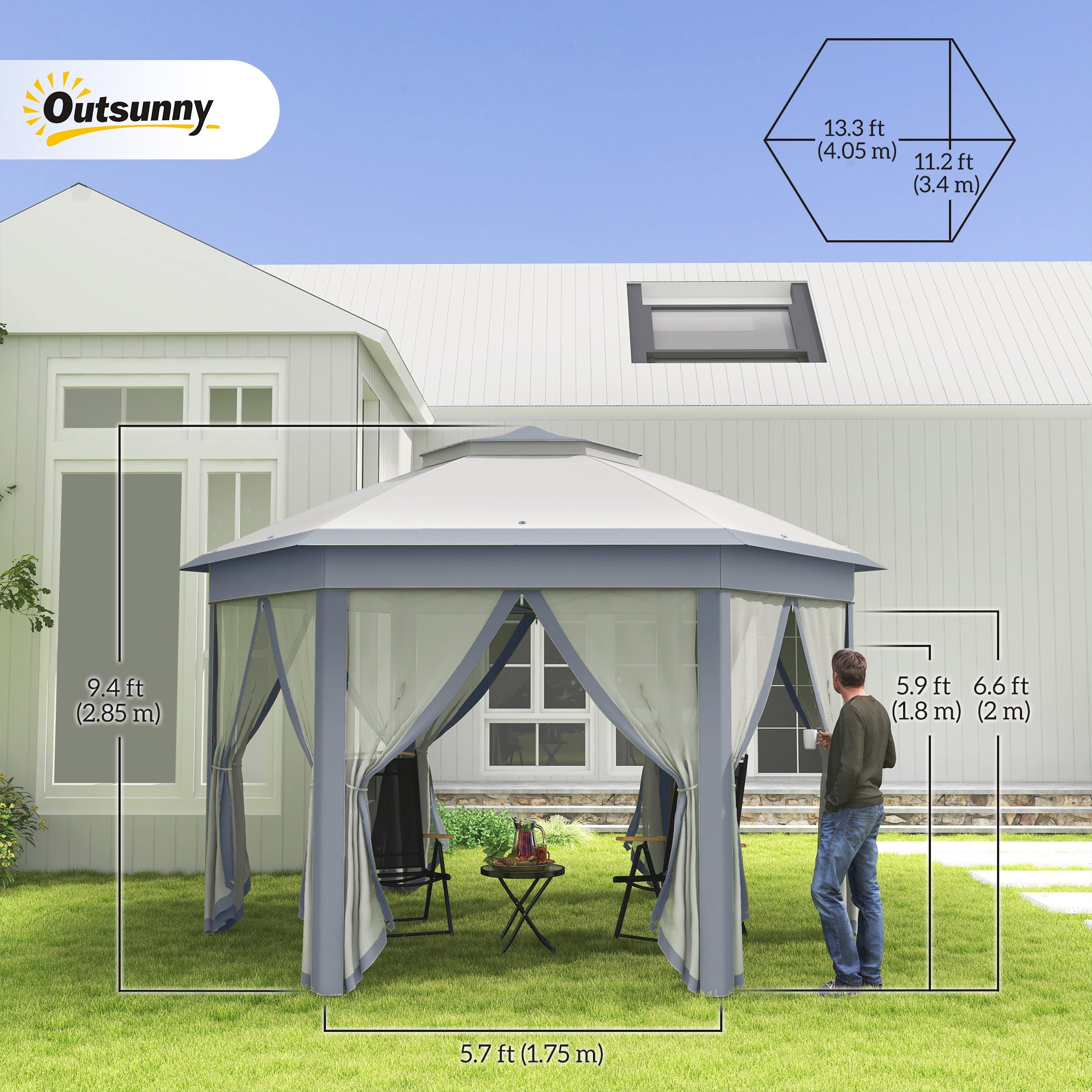 Pop Up Canopy Tent 13x13 Grey Netting-DECOROLALA