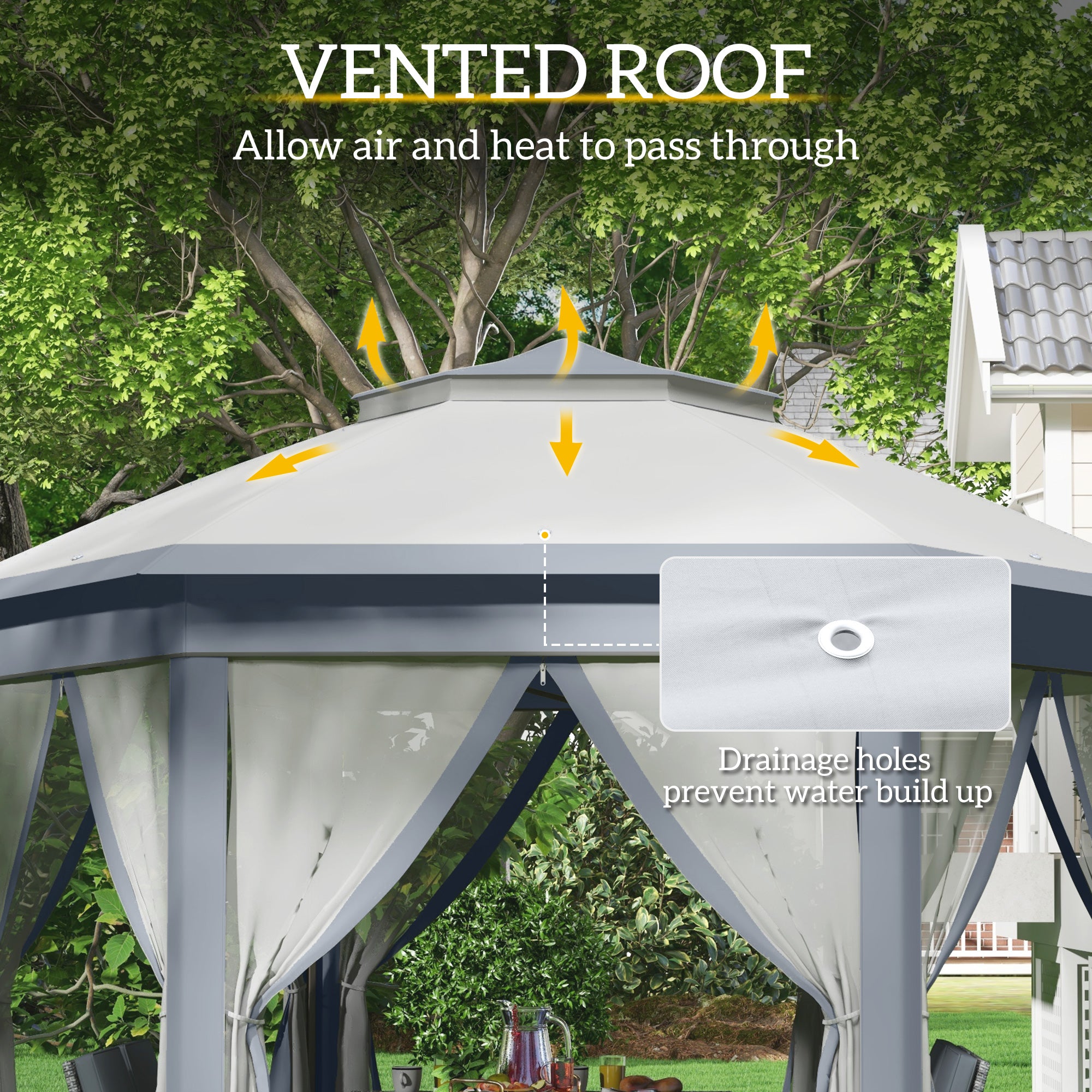 Pop Up Canopy Tent 13x13 Grey Netting-DECOROLALA