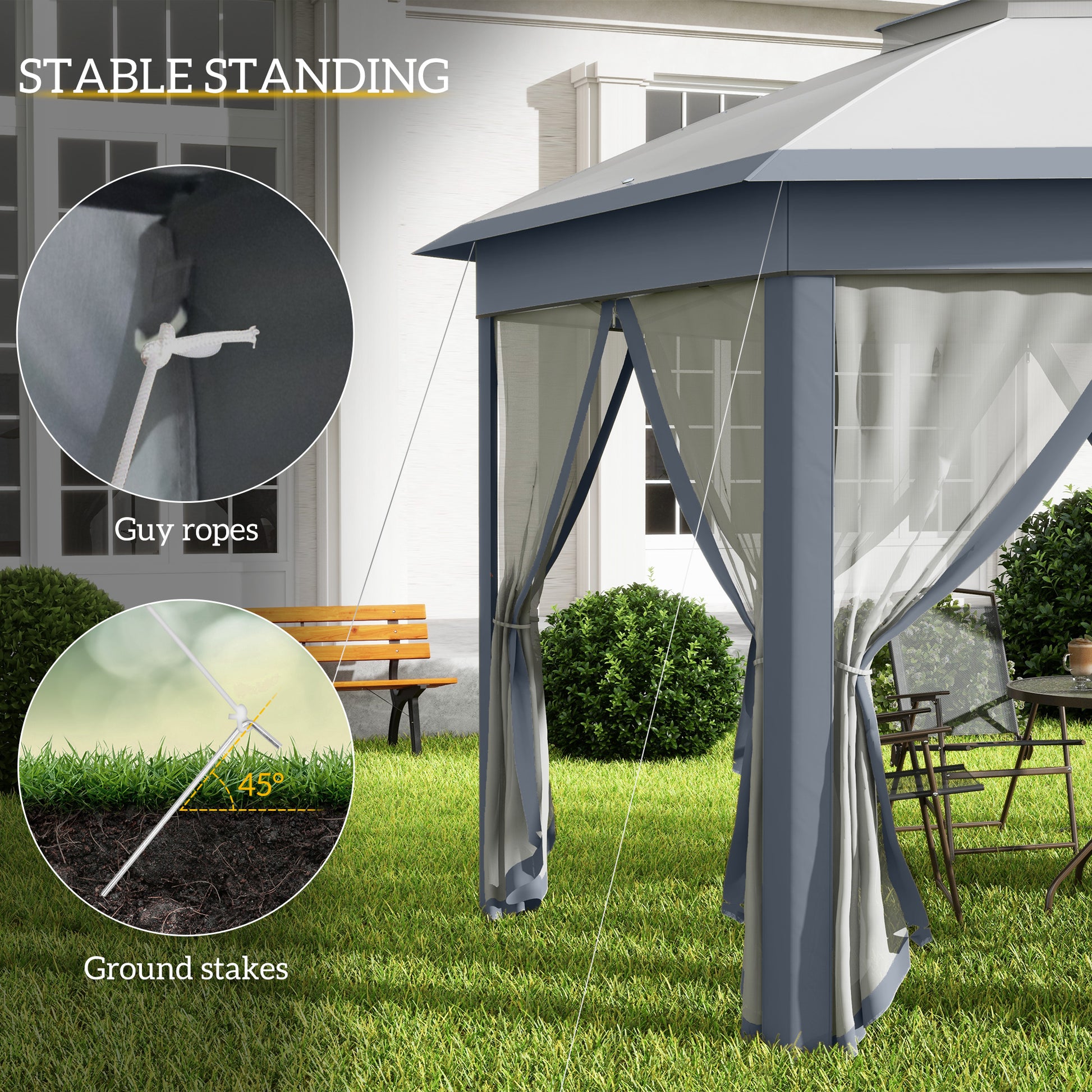 Pop Up Canopy Tent 13x13 Grey Netting-DECOROLALA