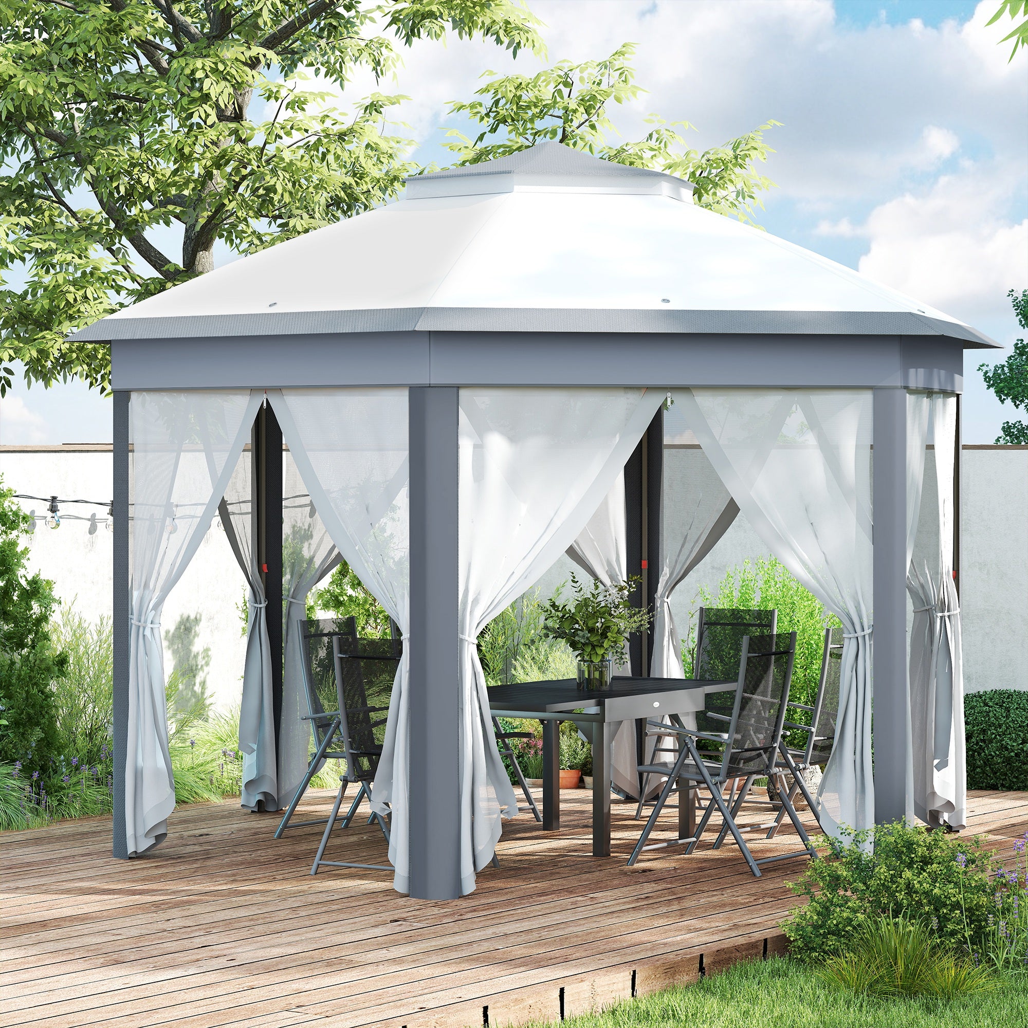 Pop Up Canopy Tent 13x13 Grey Netting-DECOROLALA