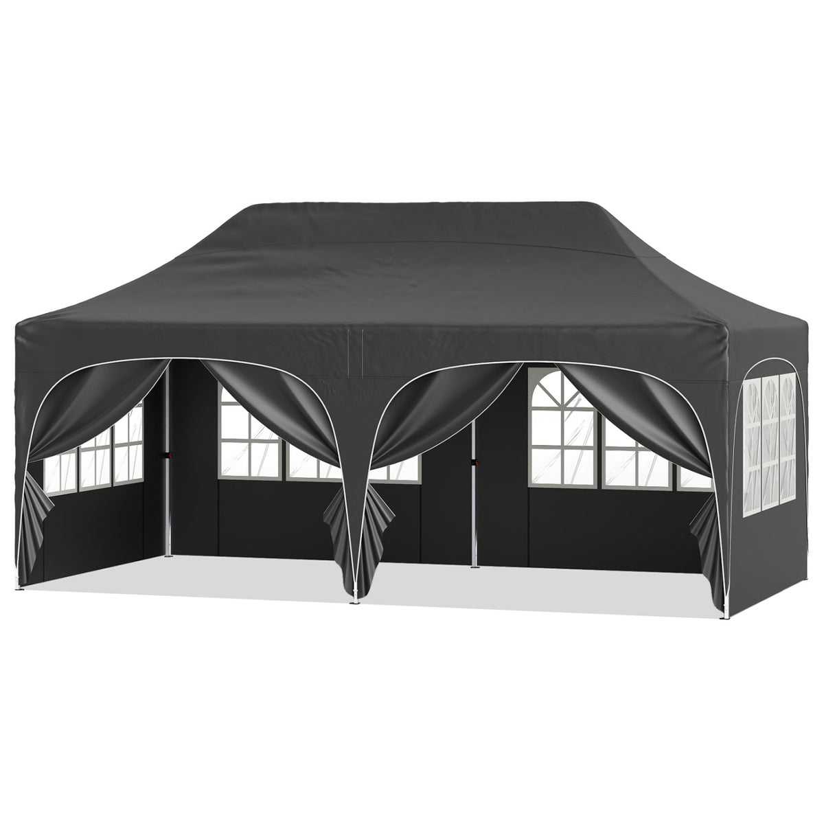 Pop Up Canopy Tent with 6 Removable Sidewalls for Patio-Black-Canopies-DECOROLALA