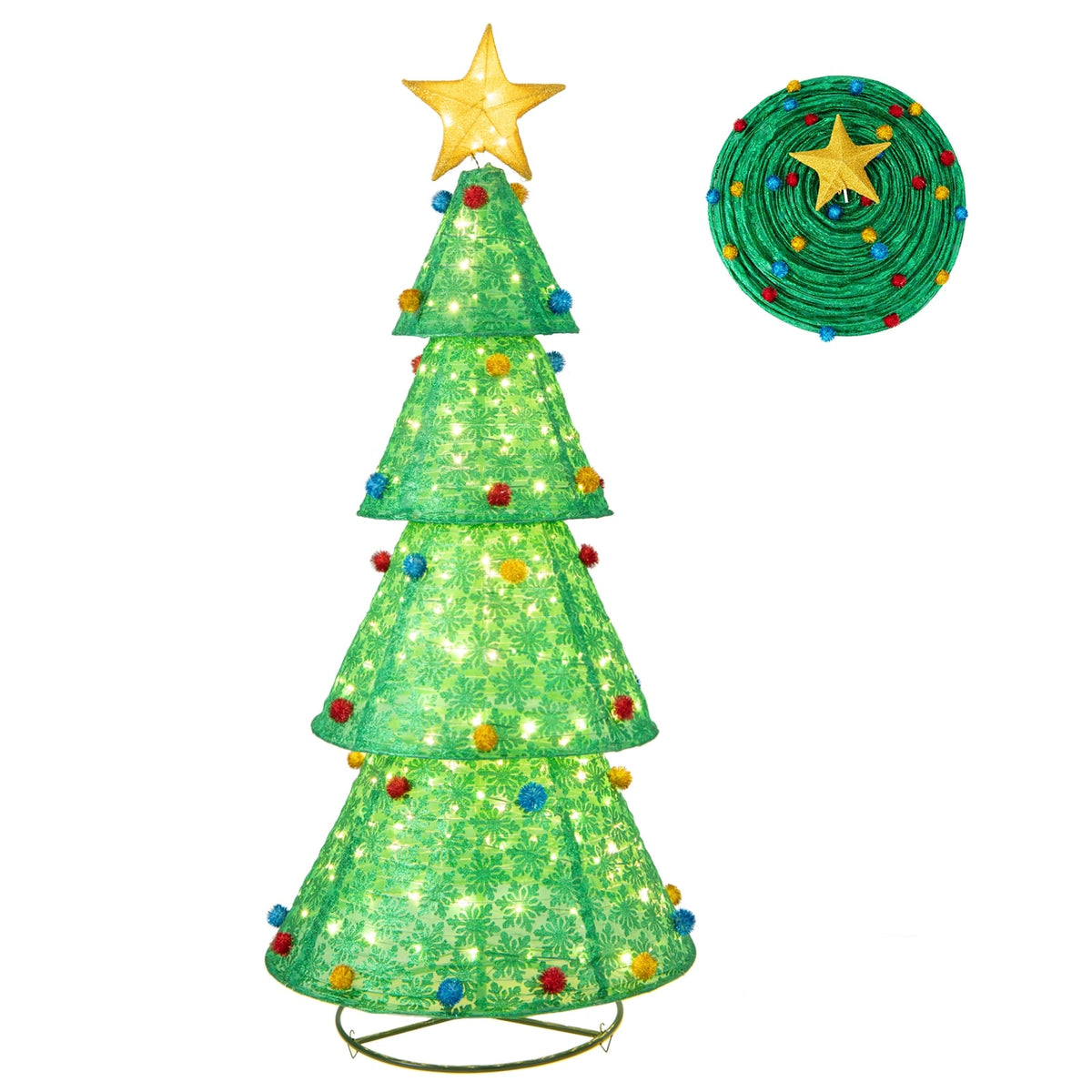 Pop-Up Christmas Tree with 200 Warm White LED Lights-Christmas Trees-DECOROLALA
