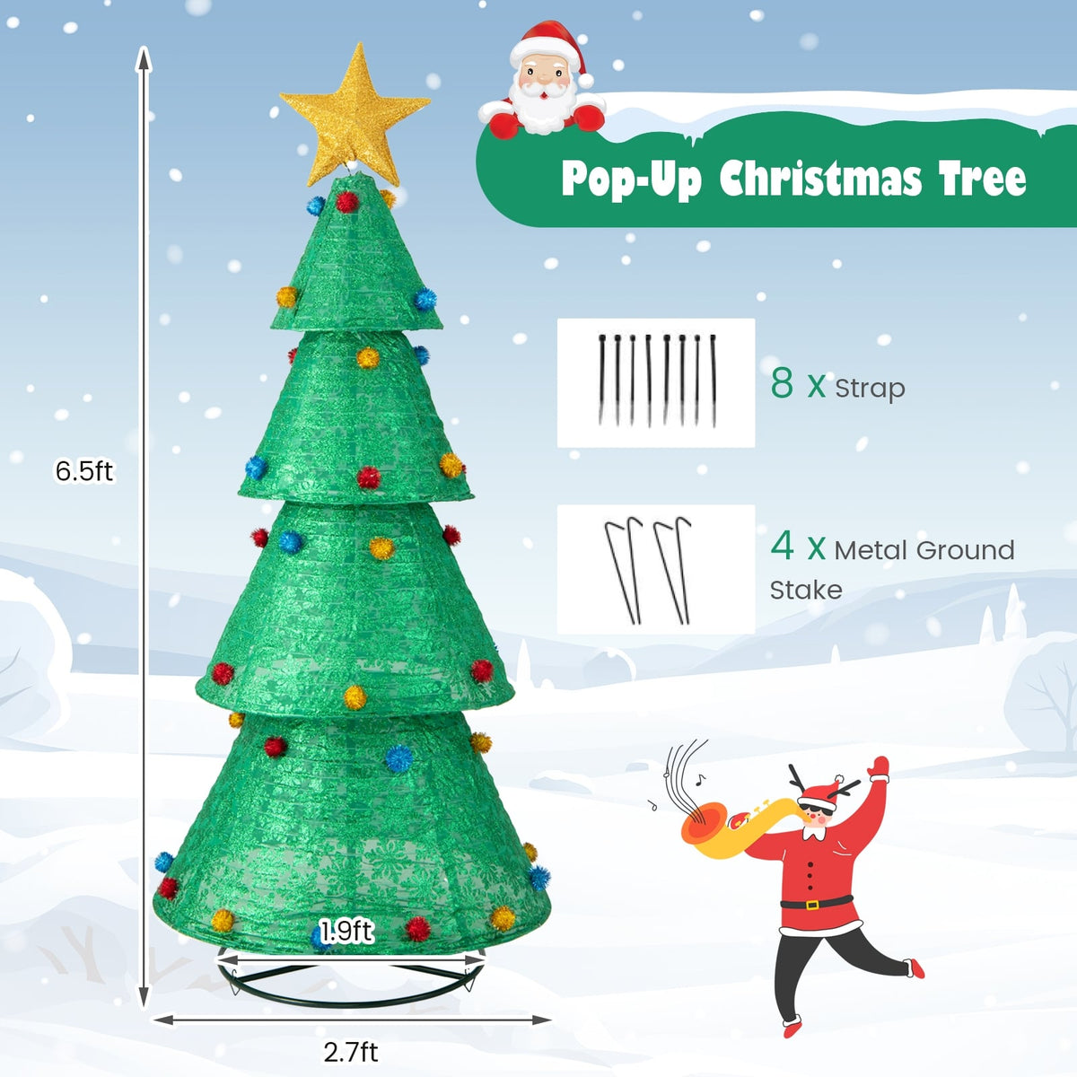 Pop-Up Christmas Tree with 200 Warm White LED Lights-Christmas Trees-DECOROLALA