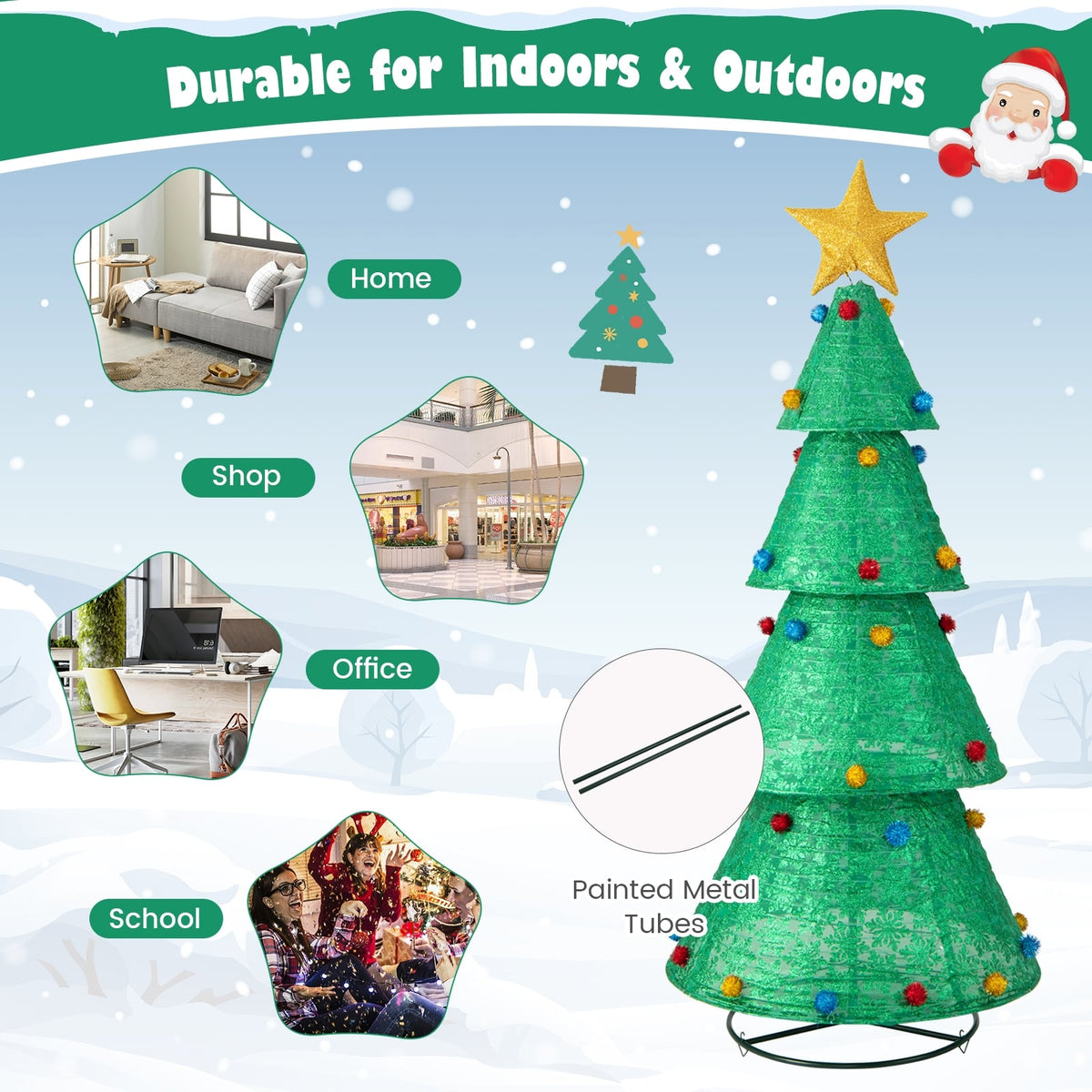 Pop-Up Christmas Tree with 200 Warm White LED Lights-Christmas Trees-DECOROLALA