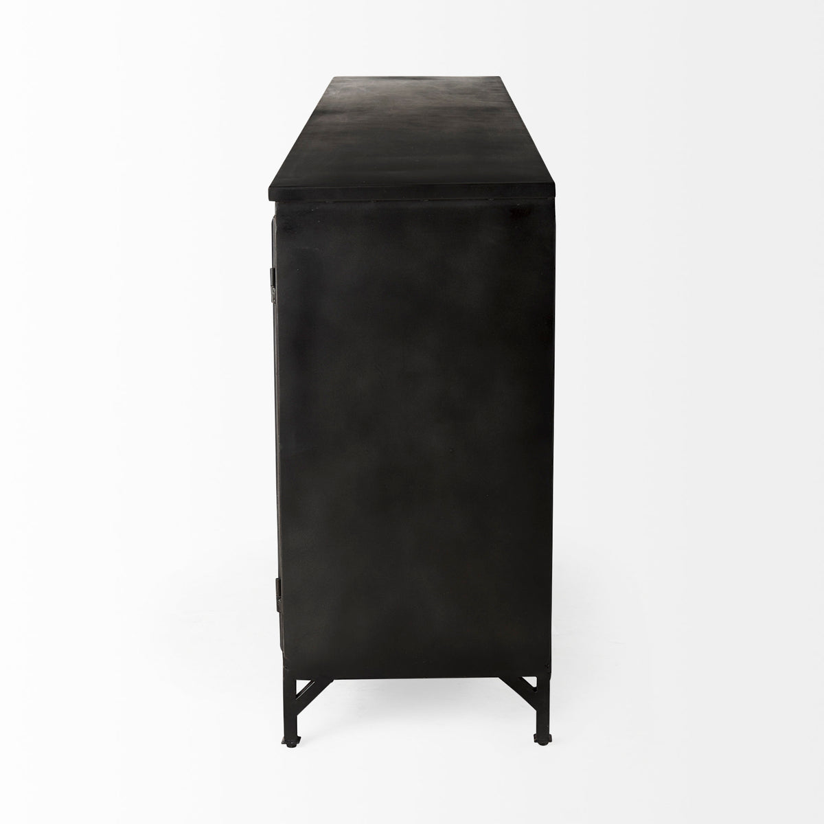 Poppy I 79x16 Black Metal With Glass Door Sideboard-Sideboards & Buffets-DECOROLALA