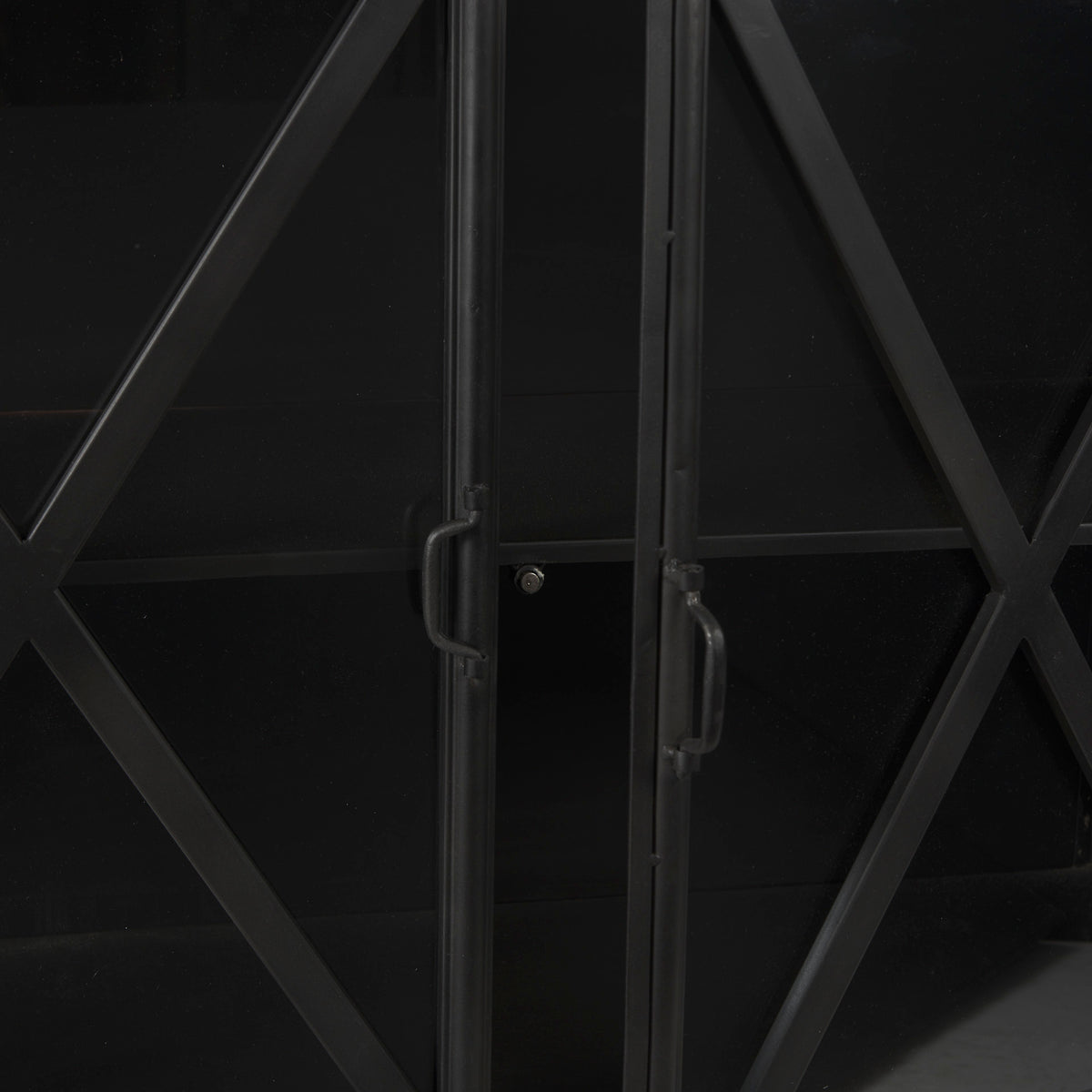 Poppy I 79x16 Black Metal With Glass Door Sideboard-Sideboards & Buffets-DECOROLALA