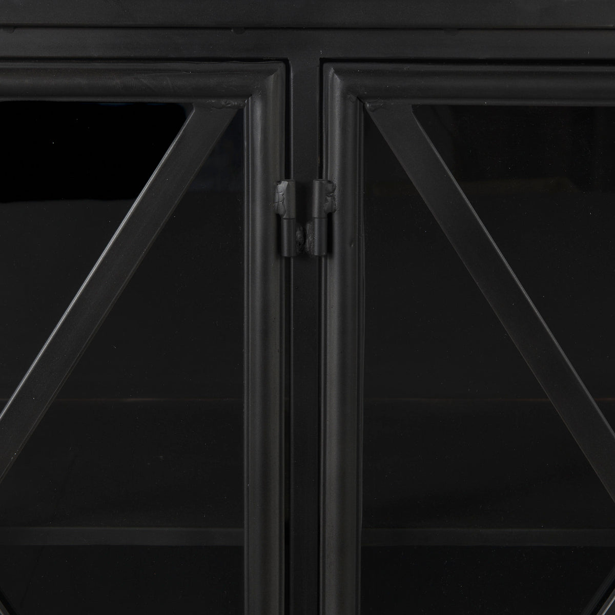 Poppy I 79x16 Black Metal With Glass Door Sideboard-Sideboards & Buffets-DECOROLALA