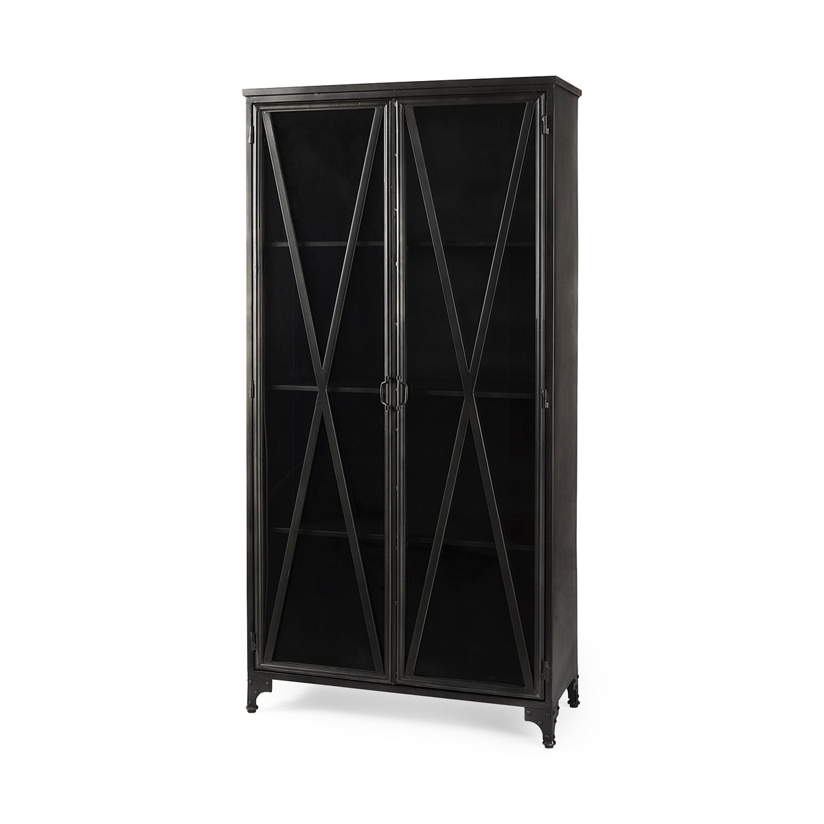 Poppy II 73.8" H Black Metal With Glass Door Display Cabinet-Cabinets-DECOROLALA