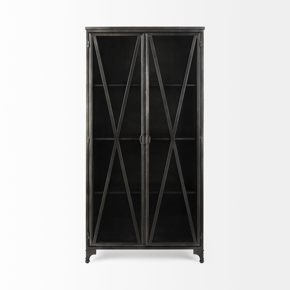 Poppy II 73.8" H Black Metal With Glass Door Display Cabinet-Cabinets-DECOROLALA