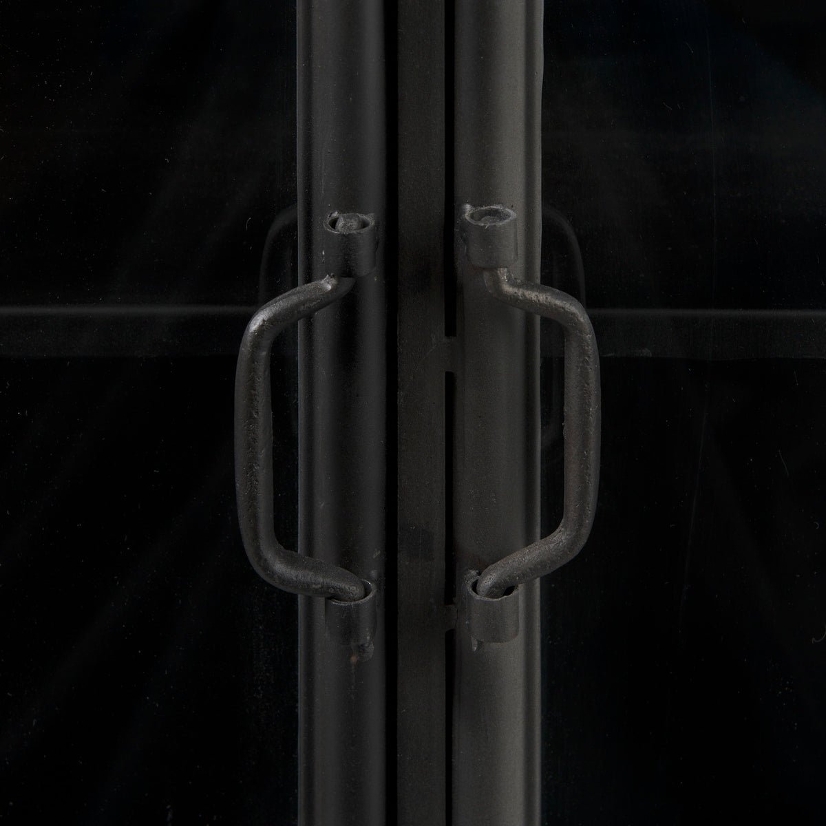 Poppy III Accent Cabinet - Black Metal Glass Door-Accent Cabinets & Chests-DECOROLALA