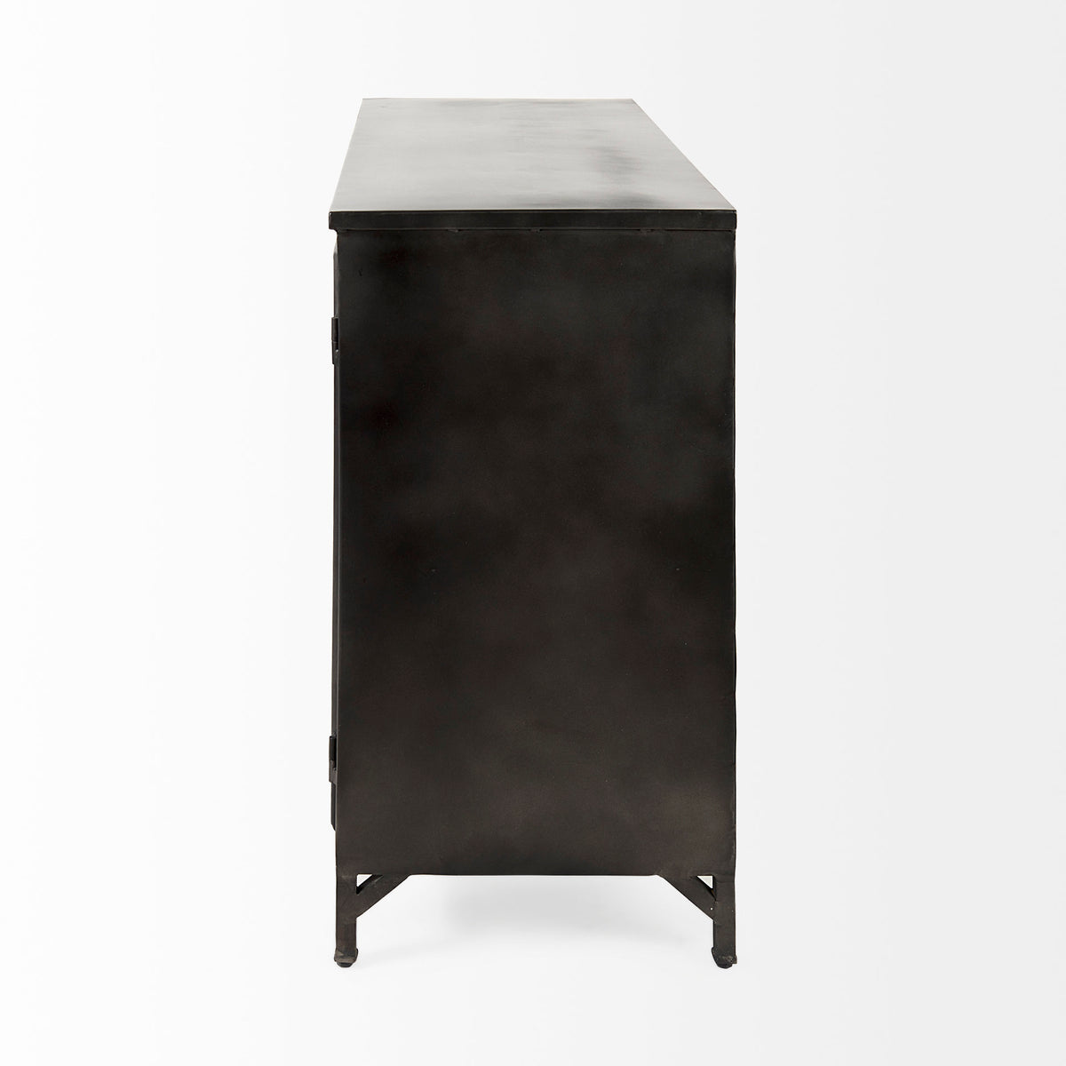 Poppy III Accent Cabinet - Black Metal Glass Door-Accent Cabinets & Chests-DECOROLALA