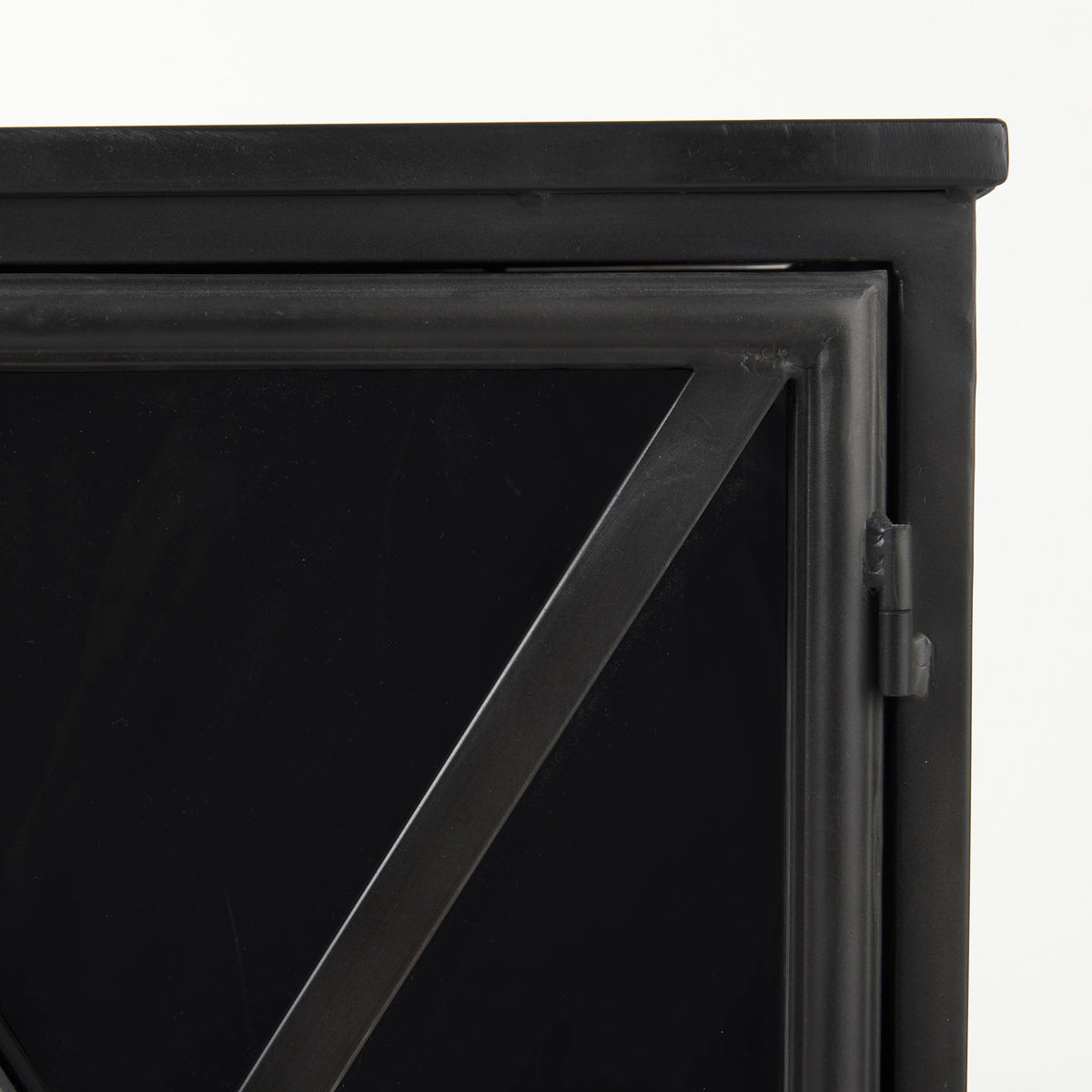 Poppy III Accent Cabinet - Black Metal Glass Door-Accent Cabinets & Chests-DECOROLALA