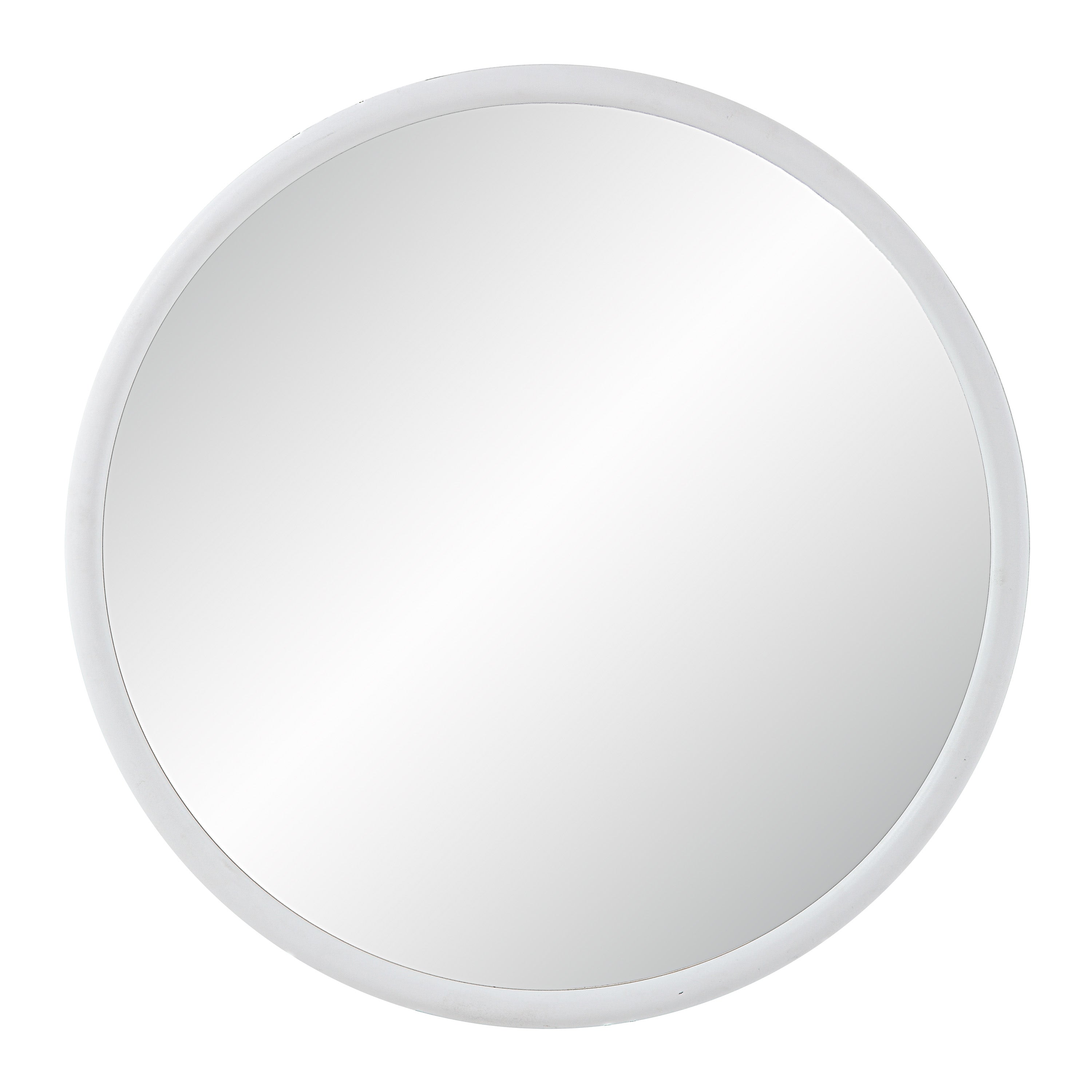 Porpoise 36" Tall Round Mirror, Matte White-Mirror-DECOROLALA
