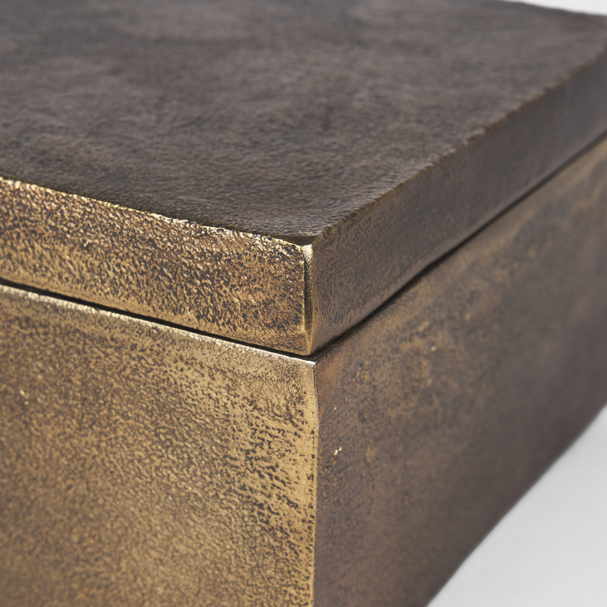 Porschia Large Antiqued Gold Metal Decorative Box-Boxes-DECOROLALA