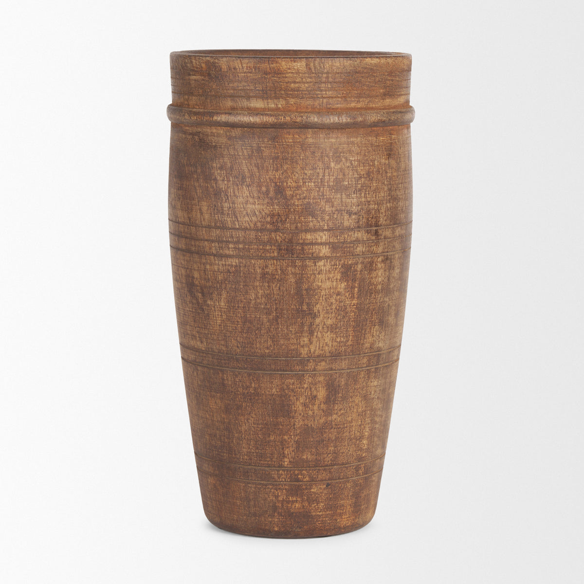 Porta Large Medium Brown Reclaimed Wooden Pot-Vase-DECOROLALA