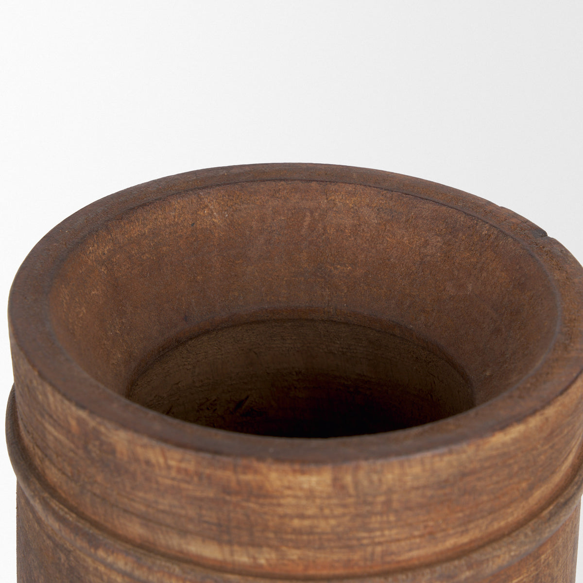 Porta Large Medium Brown Reclaimed Wooden Pot-Vase-DECOROLALA
