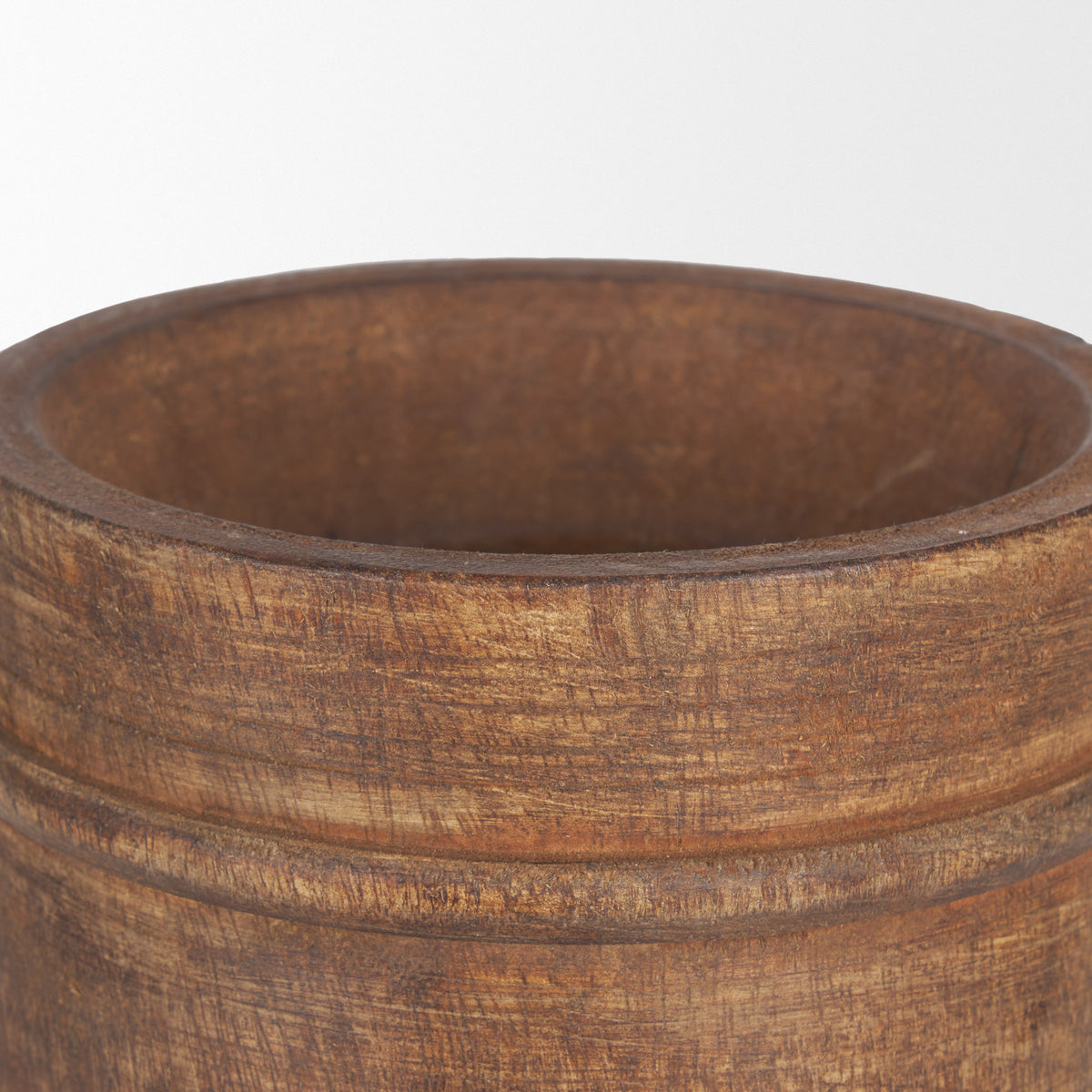 Porta Large Medium Brown Reclaimed Wooden Pot-Vase-DECOROLALA