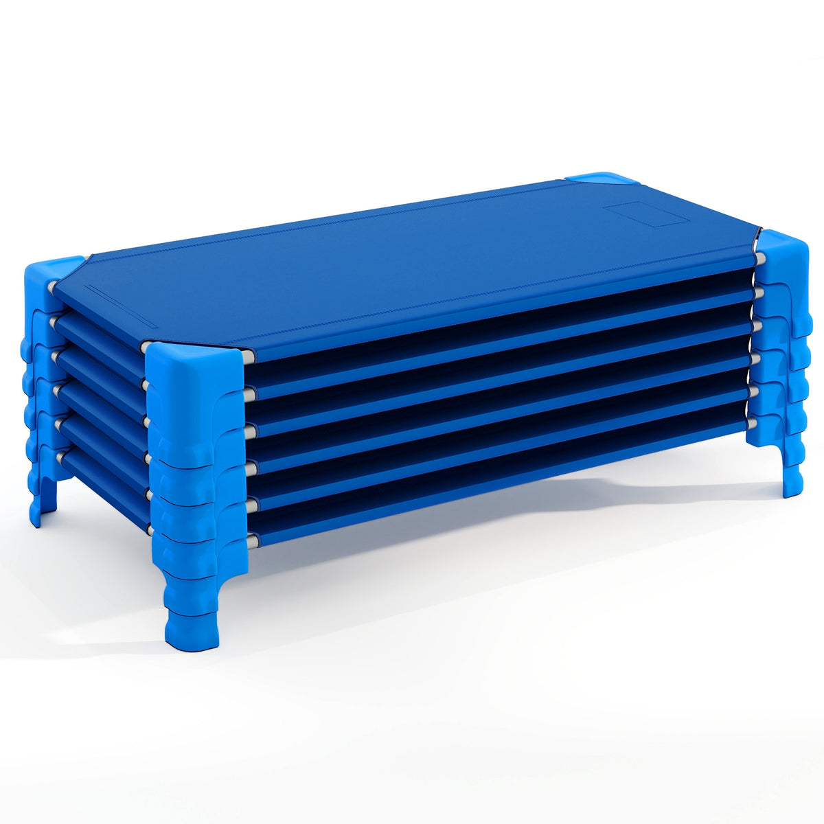 Portable 6 Pack Stackable Daycare Cots Sleeping Bed for Kids 53 Inch-Blue-Toddler Beds-DECOROLALA