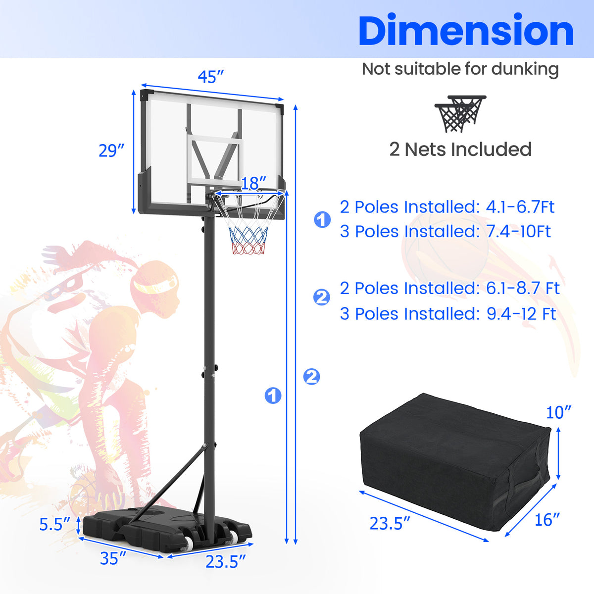 Basketball Rim Springs Portable Basketball Hoop Outdoor Basketball Goal System Adjustable for ...