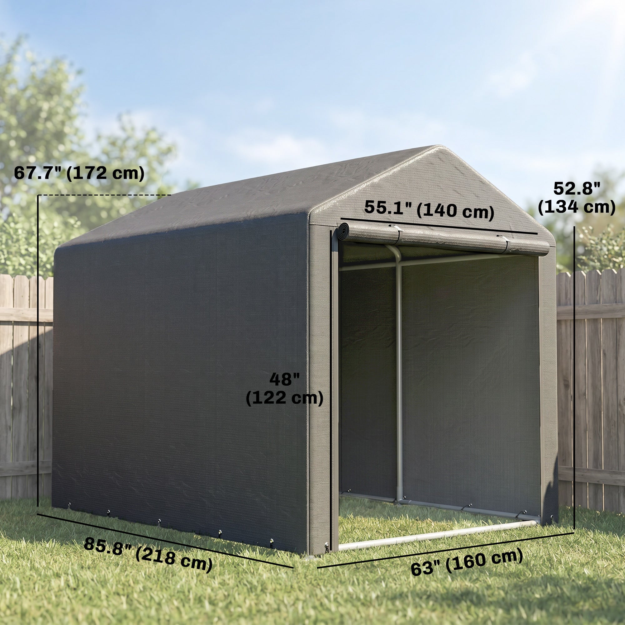 Portable Bicycle Shed - 1.6 x 2.2m Dark Grey Steel Frame-Patio & Garden > Lawn & Garden > Sheds > Portable Shed-DECOROLALA