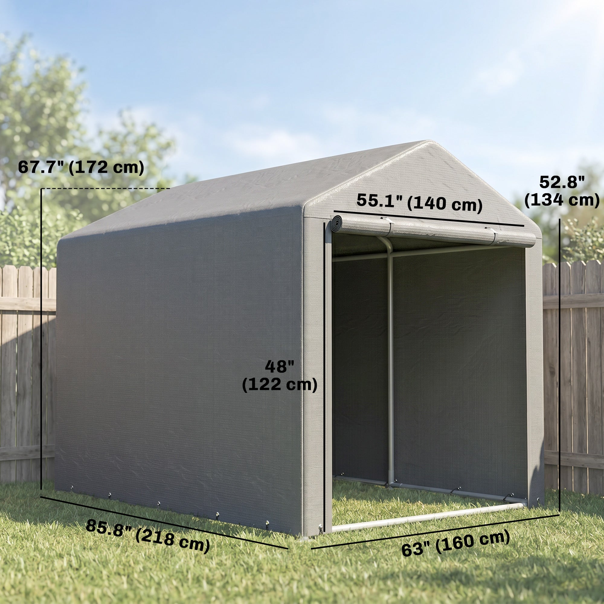 Portable Bicycle Shed - 1.6 x 2.2m Light Grey Steel Frame-Patio & Garden > Lawn & Garden > Sheds > Portable Shed-DECOROLALA