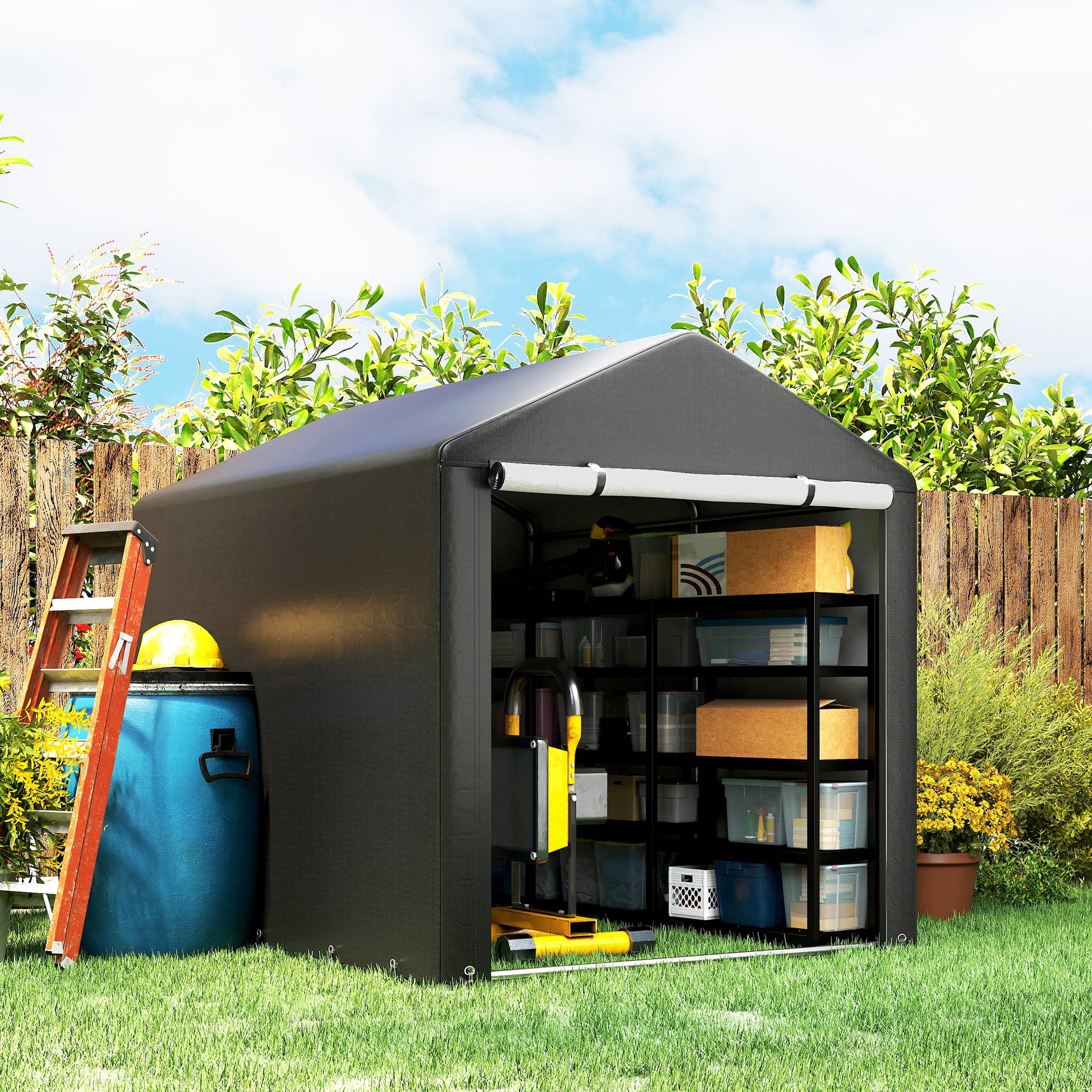 Portable Bicycle Shed - Black 1.6 x 2.2m Waterproof Tent-Patio & Garden > Lawn & Garden > Sheds > Portable Shed-DECOROLALA