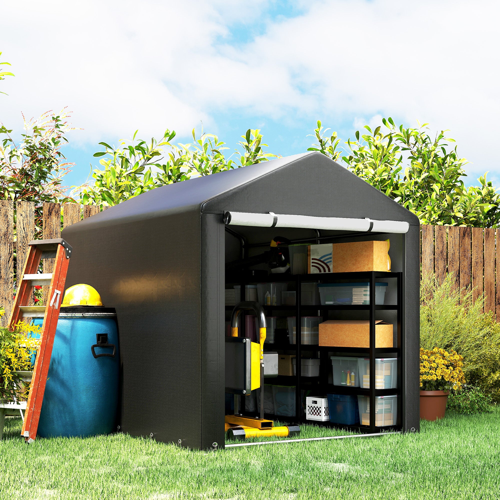 Portable Bicycle Shed - Black 1.6 x 2.2m Waterproof Tent-Patio & Garden > Lawn & Garden > Sheds > Portable Shed-DECOROLALA