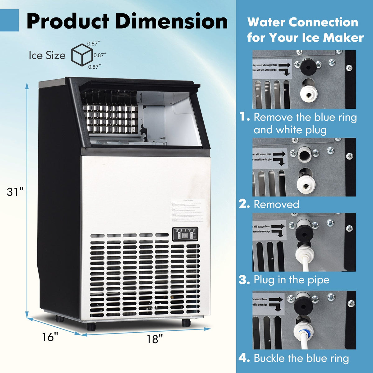 Portable Built-In Stainless Steel Commercial Ice Maker-Ice Makers-DECOROLALA