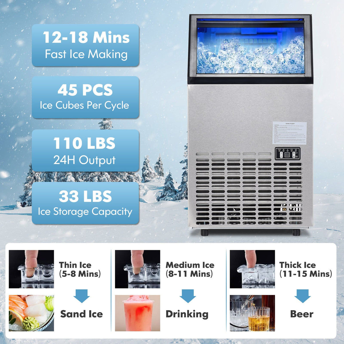 Portable Built-In Stainless Steel Commercial Ice Maker-Ice Makers-DECOROLALA