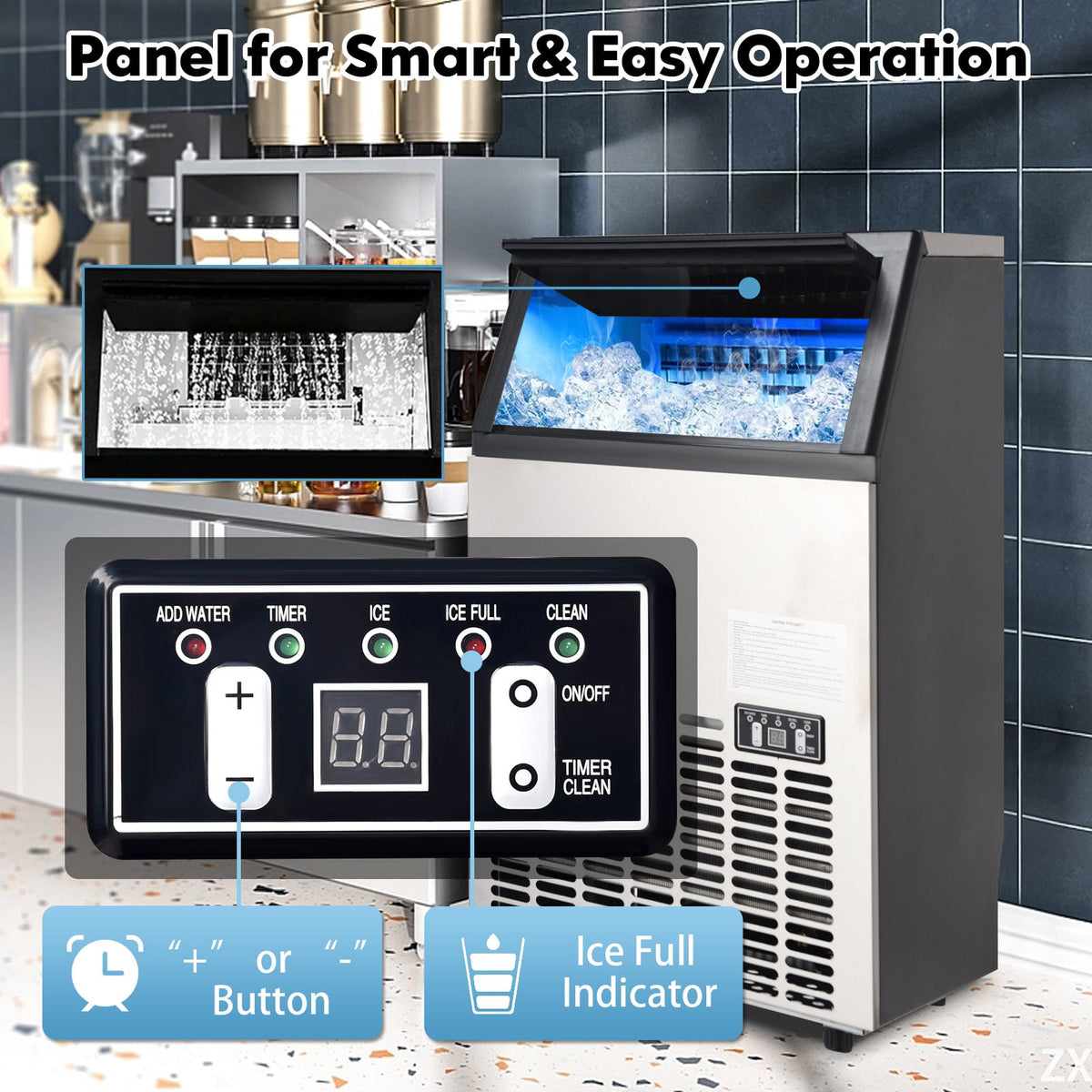 Portable Built-In Stainless Steel Commercial Ice Maker-Ice Makers-DECOROLALA