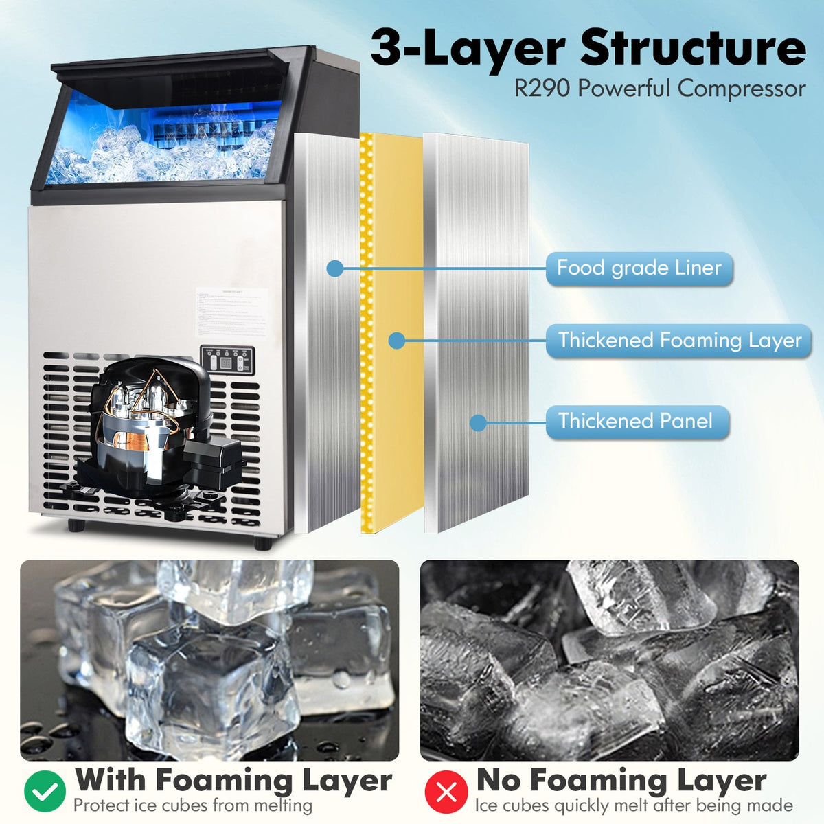 Portable Built-In Stainless Steel Commercial Ice Maker-Ice Makers-DECOROLALA