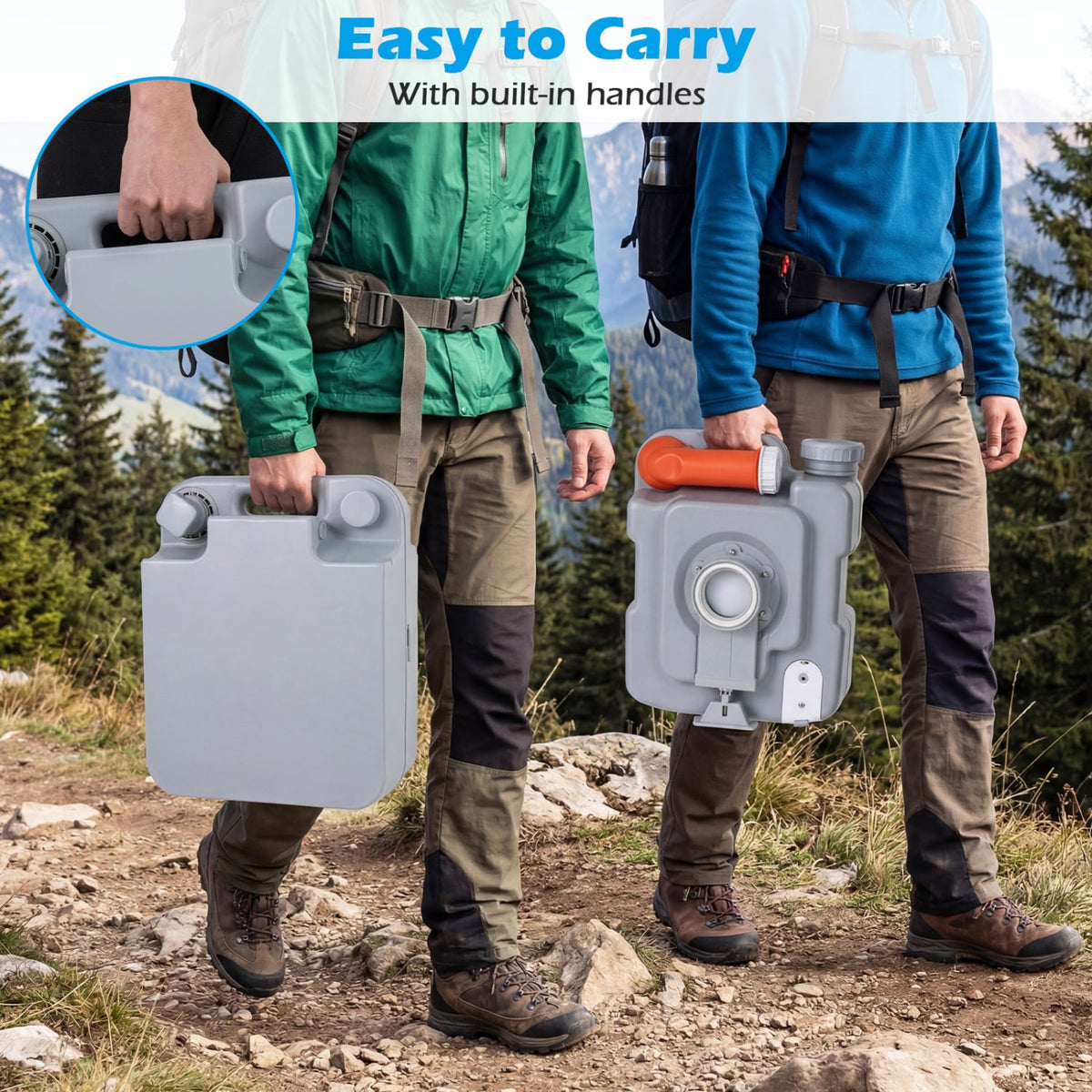 Portable Camping Toilet Porta Potty with Level Indicator and 22 L Detachable Waste Tank-Gray-Portable Toilets & Showers-DECOROLALA