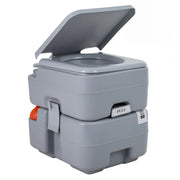 Portable Camping Toilet Porta Potty with Level Indicator and 22 L Detachable Waste Tank-Gray-Portable Toilets & Showers-DECOROLALA