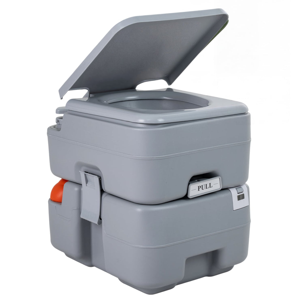 Portable Camping Toilet Porta Potty with Level Indicator and 22 L Detachable Waste Tank-Gray-Portable Toilets & Showers-DECOROLALA