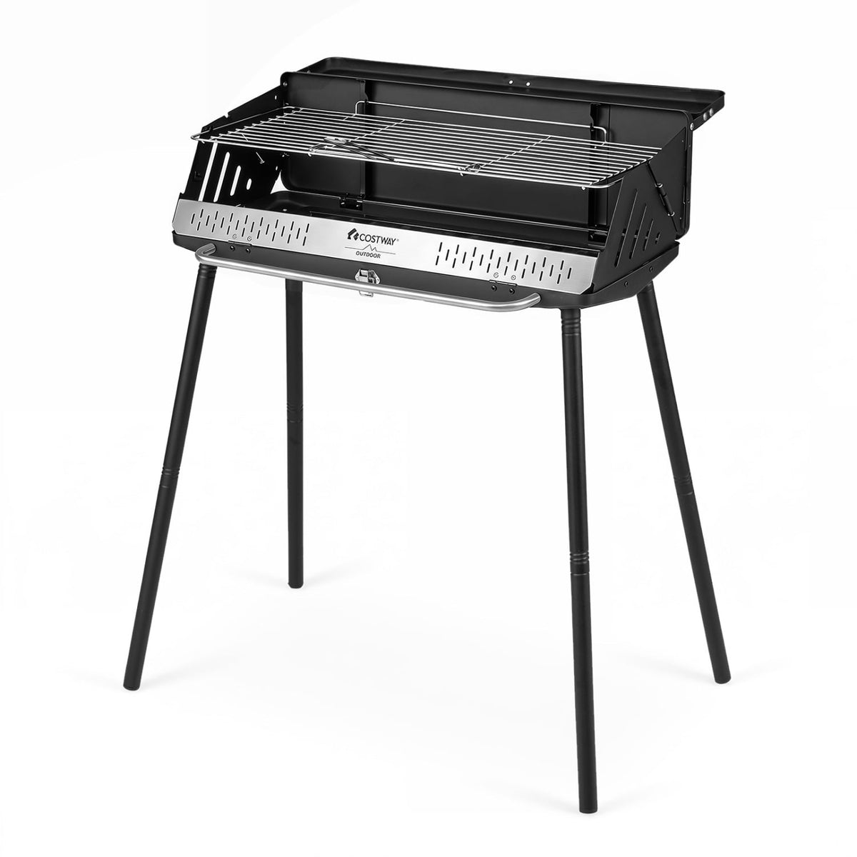 Portable Charcoal Grill with Detachable Legs Adjustable Grate and Carrying Bag-Outdoor Grills-DECOROLALA