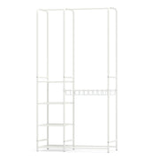 Portable Closet with Pants Hangers and 2 Hanging Rods and 4 Storage Shelves-White-Clothing & Closet Storage-DECOROLALA