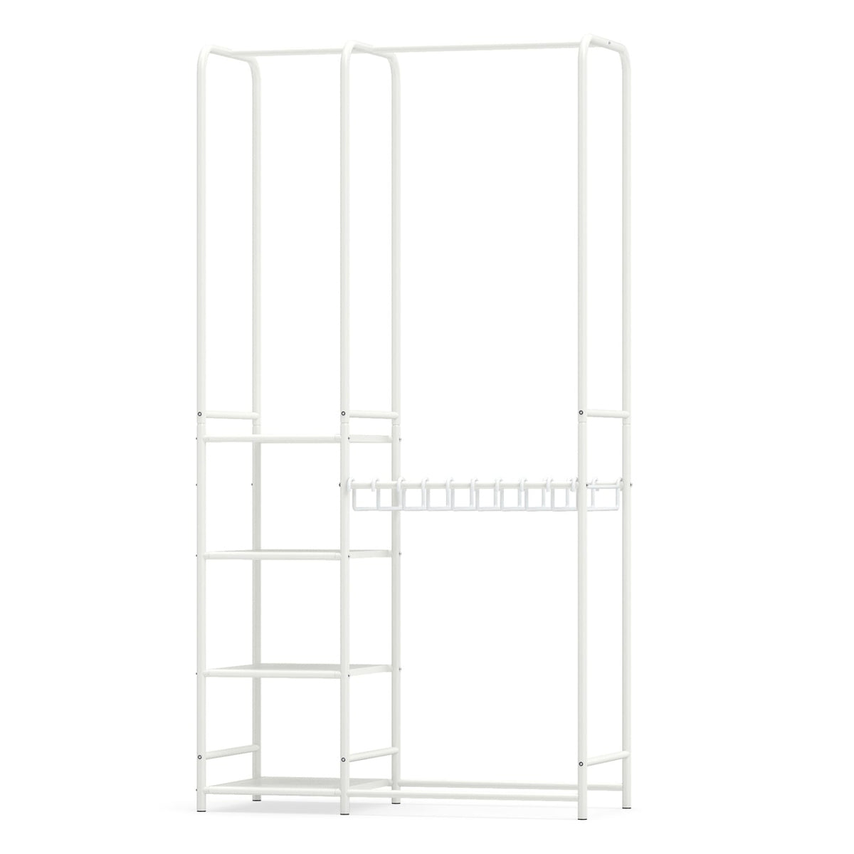 Portable Closet with Pants Hangers and 2 Hanging Rods and 4 Storage Shelves-White-Clothing & Closet Storage-DECOROLALA