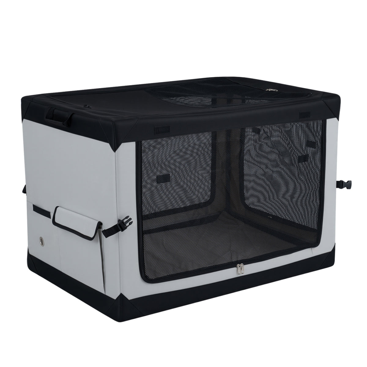 Portable Collapsible Soft Dog Crate for Dogs with 4 Mesh Doors Removable Mat and Storage Pocket-L-Dog Kennels-DECOROLALA