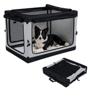 Portable Collapsible Soft Dog Crate for Dogs with 4 Mesh Doors Removable Mat and Storage Pocket-L-Dog Kennels-DECOROLALA