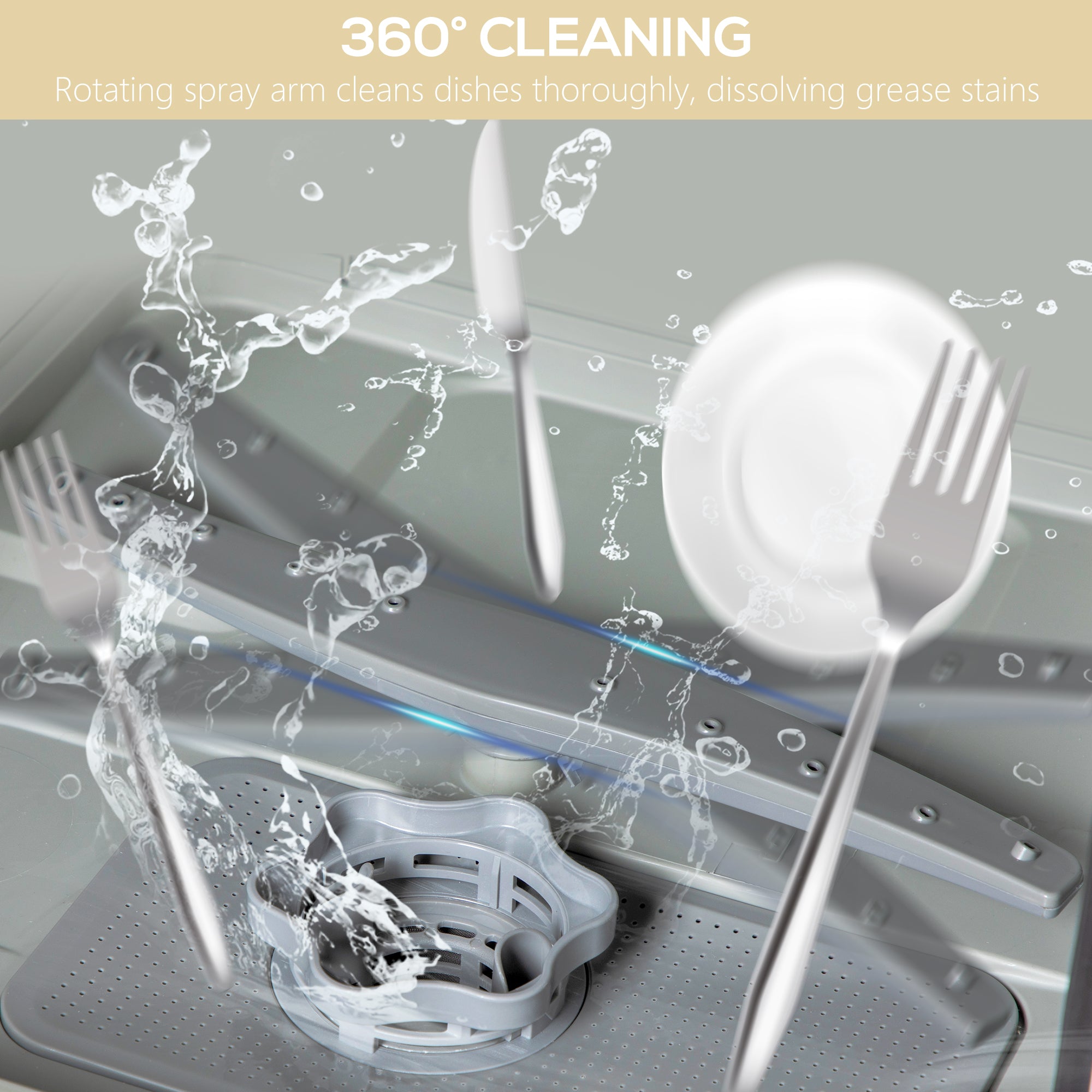 Portable Countertop Dishwasher - 4 Place Settings White-DECOROLALA