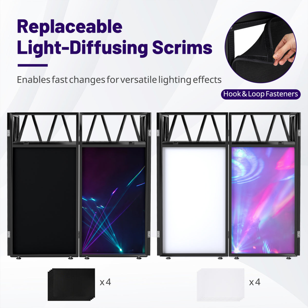 Portable DJ Booth with Black and White Scrims - Foldable Metal Stand-Art Easels-DECOROLALA
