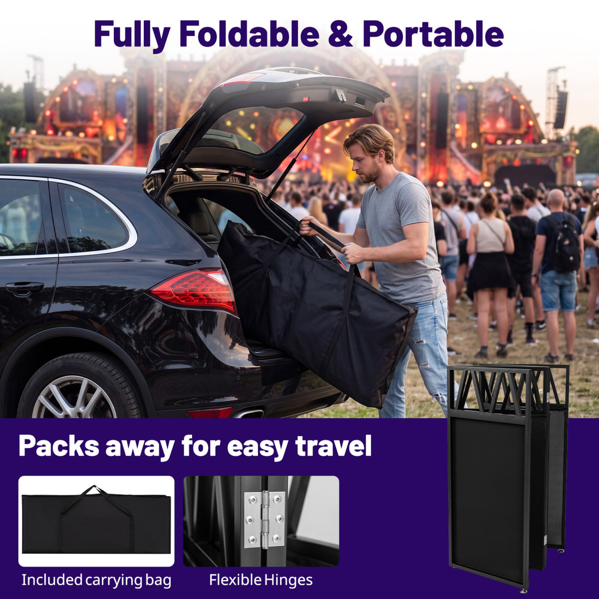 Portable DJ Booth with Black and White Scrims - Foldable Metal Stand-Art Easels-DECOROLALA