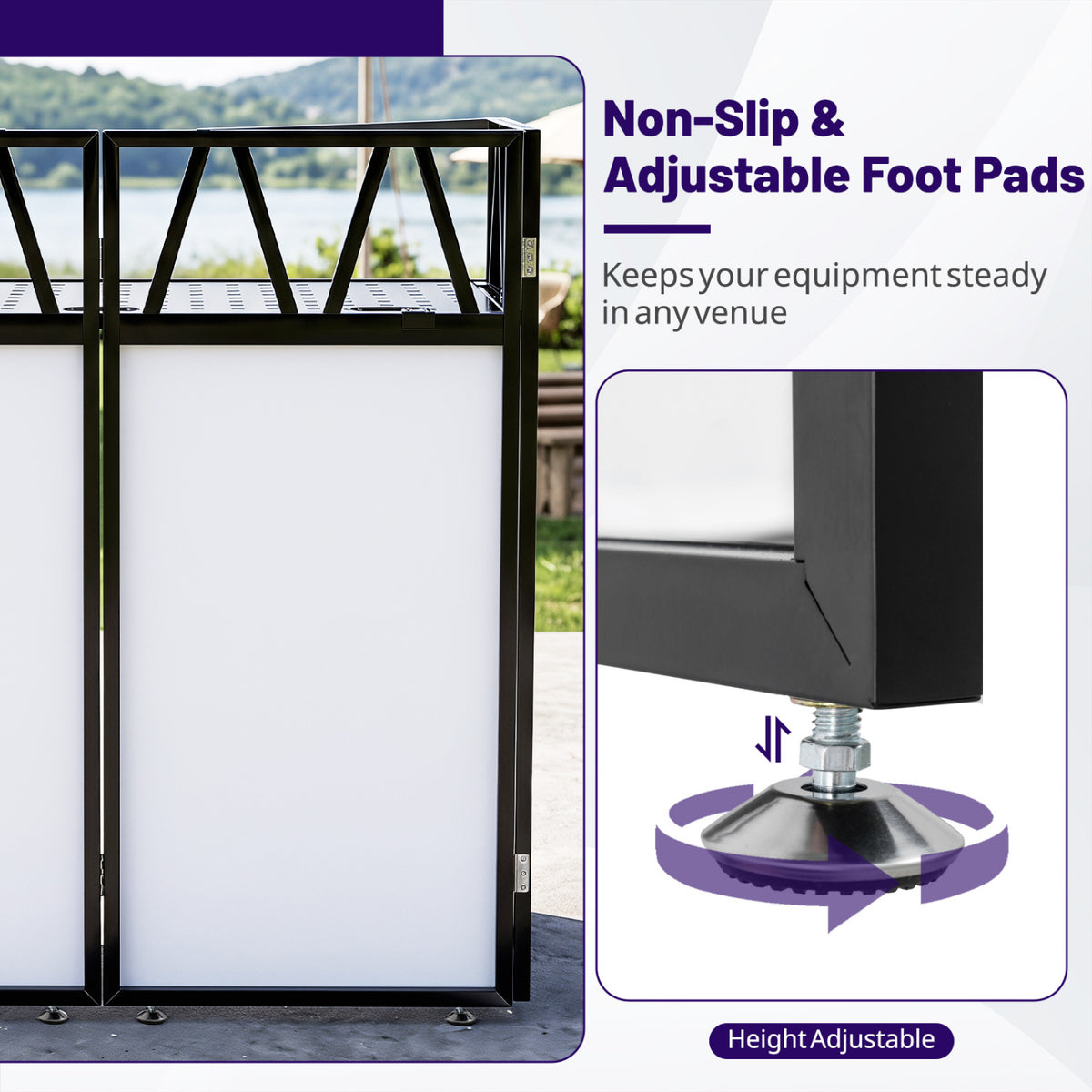 Portable DJ Booth with Black and White Scrims - Foldable Metal Stand-Art Easels-DECOROLALA